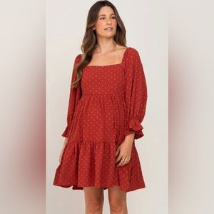 Pinkblush Dress - Swiss Dot - Rust - Size M - Maternity Friendly!